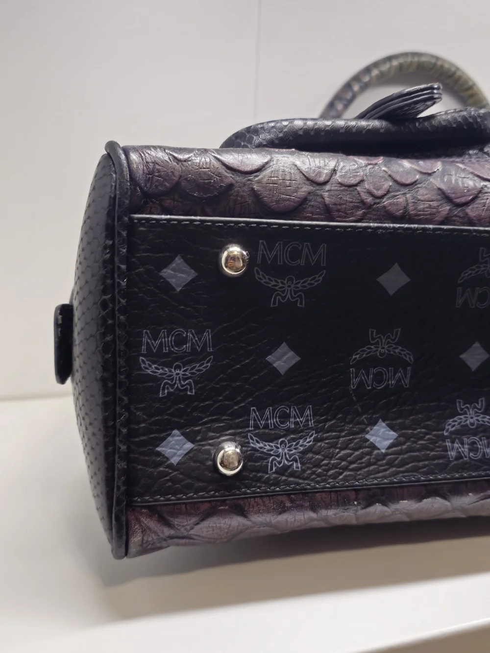 MCM Black Crocodile Iridescent Duffle bag